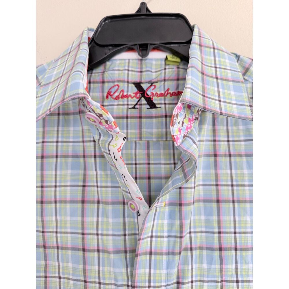 Robert Graham Button Up Shirt Men's Large Plaid Knowledge Wisdom Truth Patch - Picture 4 of 9